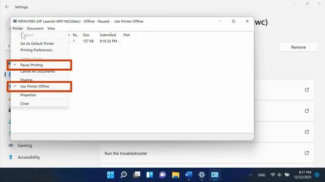 Как проверить параметр «Работать автономно» в Windows 11 | Принтеры HP | HPSupport