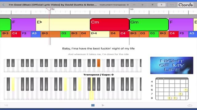 David Guetta & Bebe Rexha -I'm Good [BLUE] chords, melody, lyrics PlayAlong Video #qords смотреть онлайн