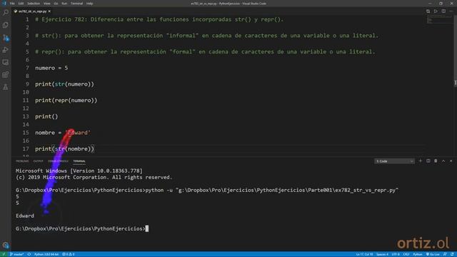 Python - Ejercicio 782: Diferencia Entre las Funciones Incorporadas str() y repr() смотреть онлайн
