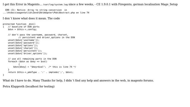 Magento: Magento CE 1.9.0.1 Array to string conversion Zend DB Adapter Pdo Abstract.php смотреть онлайн