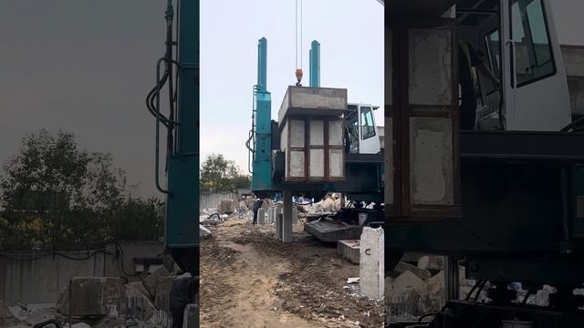 Процесс погружения свай. цемент.ООО «Опти парк» смотреть онлайн