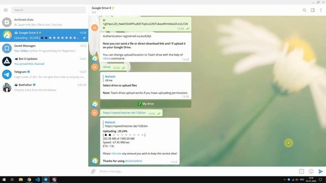 Remotely upload URL and files to Google drive by Telegram bot смотреть онлайн