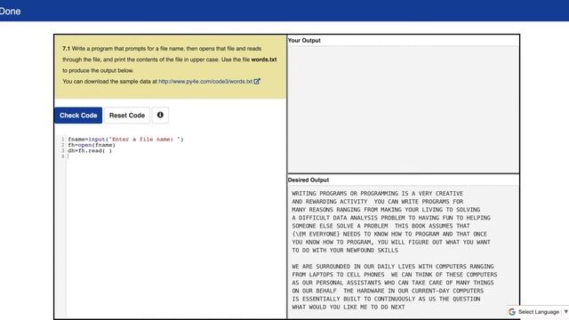 Python For Everybody Assignment 7.1 | prompts file name | open, read, print words.txt | Files смотреть онлайн
