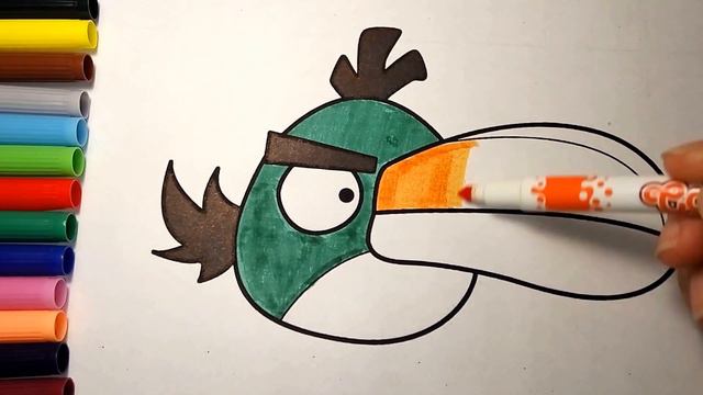 Coloring Angry Birds: GREEN BIRD - Angry Birds Coloring pages смотреть онлайн