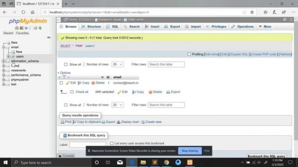 How to show and hide Tables in Xamp PhpMyAdmin