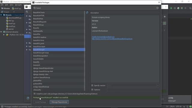 How To Install BeautifulSoup In Pycharm