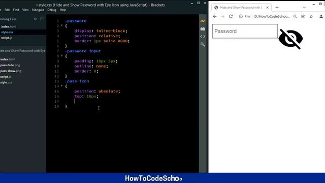 Password Hide Show with Eye Icon using JavaScript [HowToCodeSchool.com] смотреть онлайн