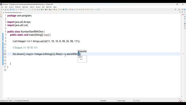 Number Start With ONE using java Stream API смотреть онлайн