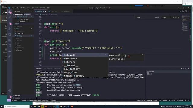 Retrieve Posts Python Sql: Part #39 Python API Course смотреть онлайн