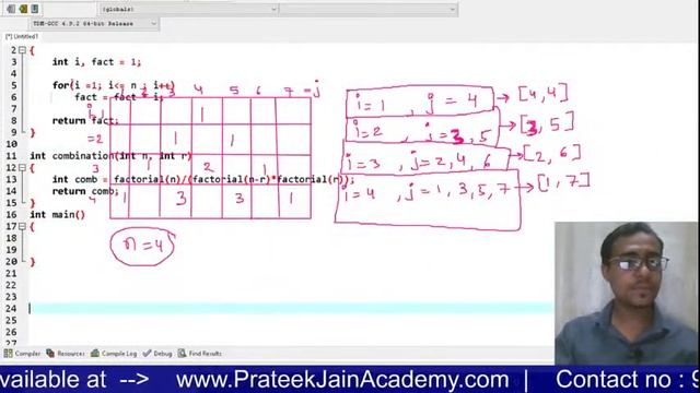 Pascals Triangle Program in C by Prateek Jain смотреть онлайн