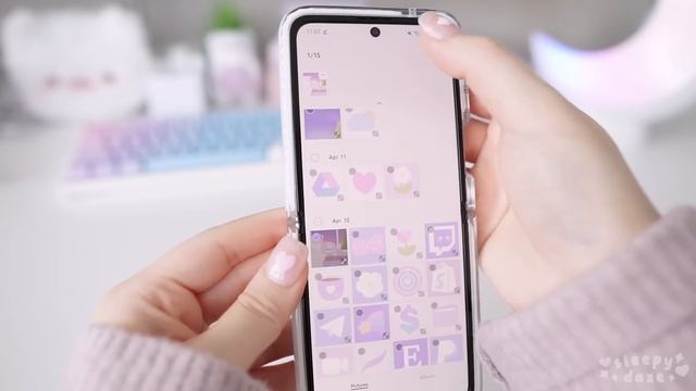how I make my samsung z flip 3 cute & aesthetic ☁️ | cases & purple android theme ?? смотреть онлайн