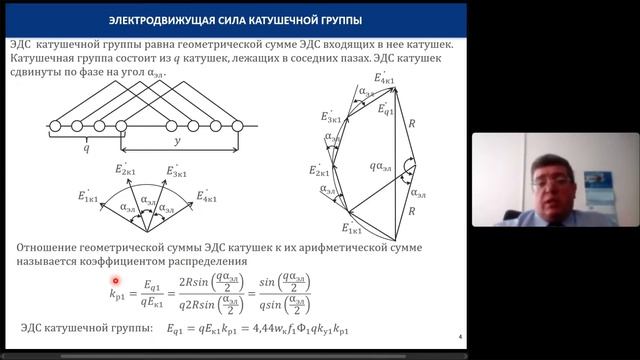 ЭДС катушки катушечной группы и фазы. Улучшение формы кривой ЭДС. Высшие и зубзовые гармоники.
