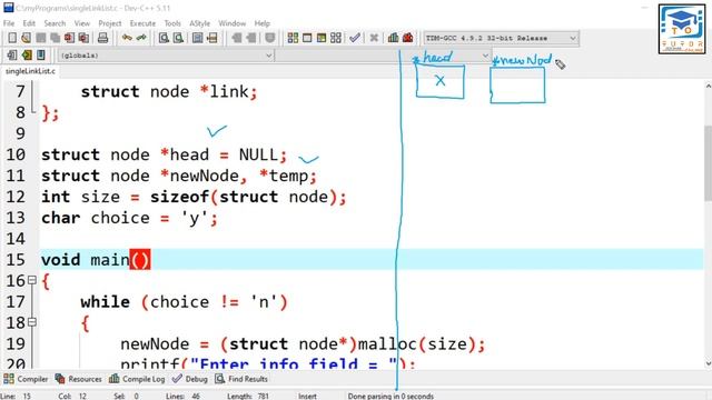 Singly Linked List Implement in C | Create Node | C Language LECTURE – 77 | смотреть онлайн
