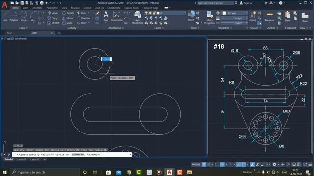 AutoCAD 2D Exercise Tutorial - #18 - Basics To Advance in Hindi смотреть онлайн