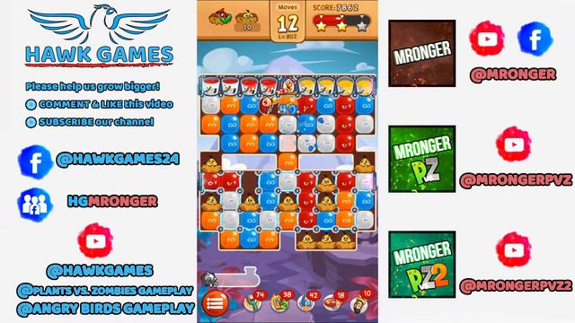 Angry Birds Blast Level 802 - 3 Stars Walkthrough, No Boosters смотреть онлайн