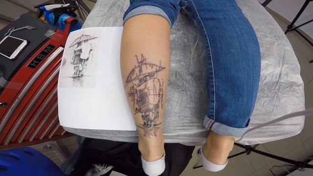 Under his umbrella-Tattoo time lapse смотреть онлайн