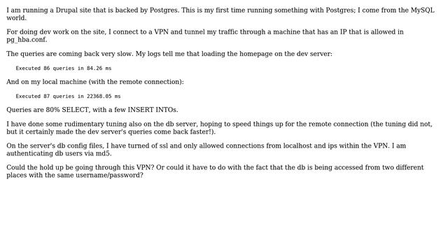 Databases: Slow queries to remote PostgreSQL db смотреть онлайн