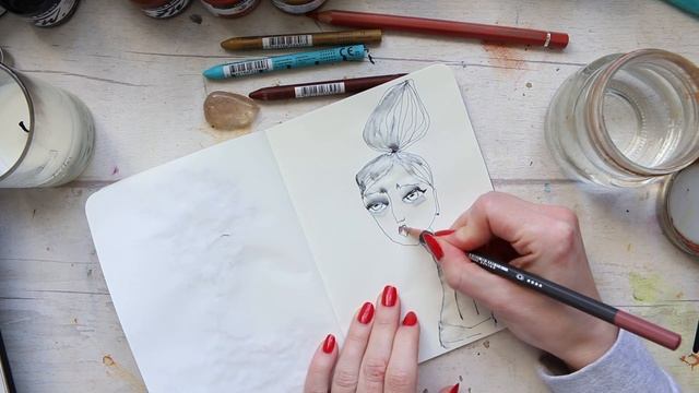 Quick Fashion Face Illustration Tutorial | Ink + Watercolour Pencils смотреть онлайн