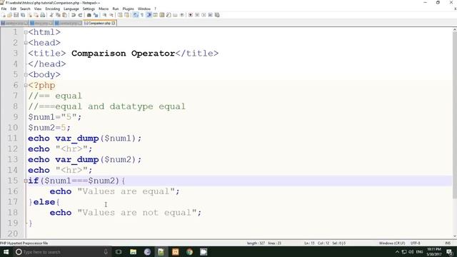 php tutorial in hindi part 10 Comparsion Operator in PHP смотреть онлайн