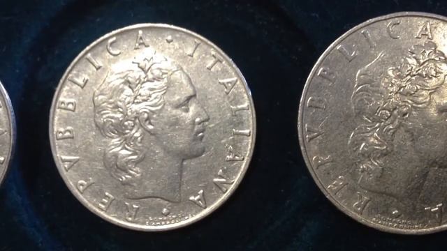 Republica Italiana 50 Lire Coins Dated 1956, 1963, and 1980 смотреть онлайн