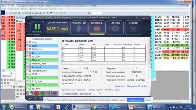 Торговля на бирже, 30.11.2018г смотреть онлайн