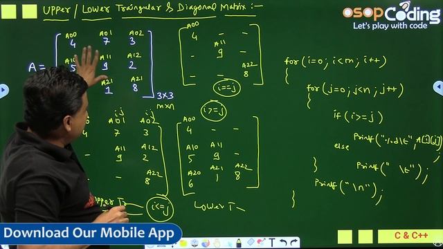 #Lecture120 - Upper/Lower Triangular & Diagonal Matrix | 2-D Array | DSA | C Tutorials смотреть онлайн
