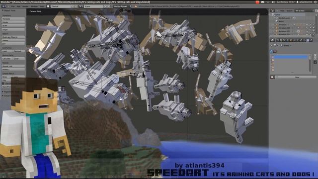 It's Raining Cats and Dogs ! - Minecraft SpeedArt 16 [Blender 2.69] смотреть онлайн