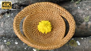 Плетение из корня. Тарелка с оригинальной загибкой.