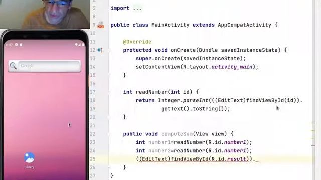 Android Studio, sum of two integer numbers смотреть онлайн