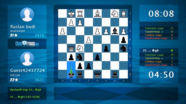 Chess Game Analysis: Ruslan budi - Guest42437724 : 1-0 (By ChessFriends.com) смотреть онлайн