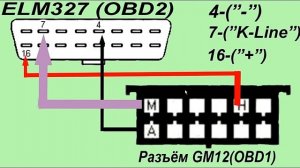 Подключить Elm327 к OBD1. Распиновка OBD2 и GM12. Диагностика авто своими руками.Адаптер Elm327