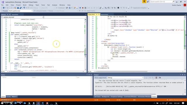 Flask AJAX update "Laptop returned" смотреть онлайн