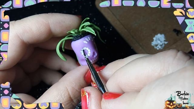 Идея для кукол на Хэллоуин/DIY Halloween Idea For Dolls / Halloween Flower Pot Made Of Polymer Clay