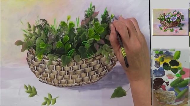 Como pintar una cesta de mimbre con flores смотреть онлайн