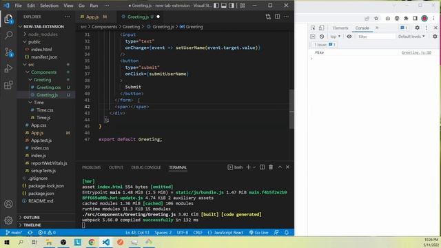 Build a Greeting app with React | Chrome extension with React part 2/6 смотреть онлайн