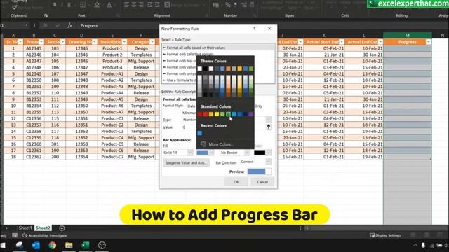 Progress Bar in Excel Cells & Conditional Formatting (V005) смотреть онлайн
