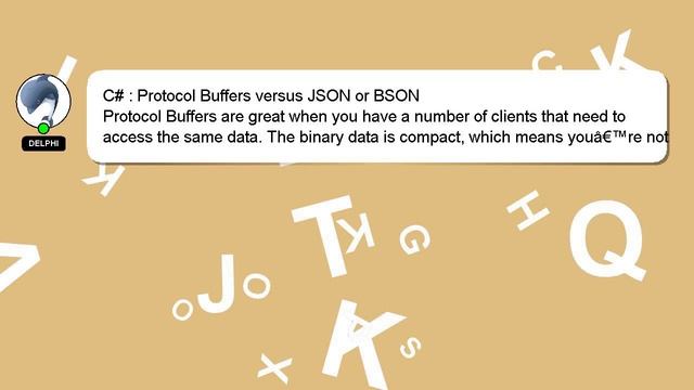 C# : Protocol Buffers versus JSON or BSON смотреть онлайн