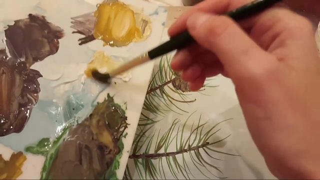 ?Рисуем сосновые шишки гуашью и акварелью! Запись трансляции! смотреть онлайн