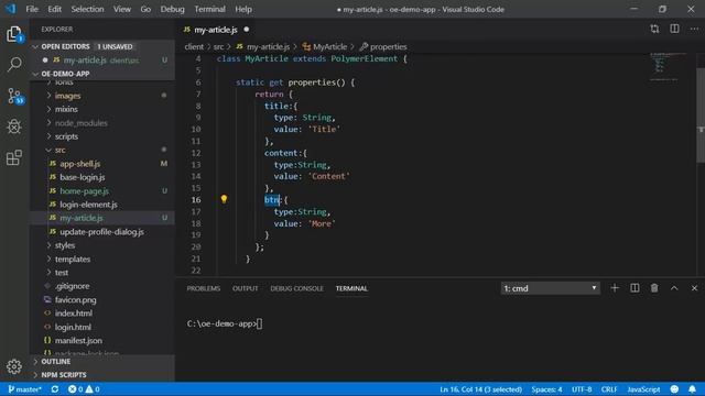 oeCloud 2.0 - Section 4 - Custom elements - 03 Demo Declare properties смотреть онлайн