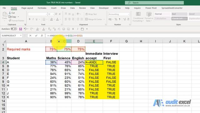 In Excel turn TRUE & FALSE into 1 & 0 смотреть онлайн