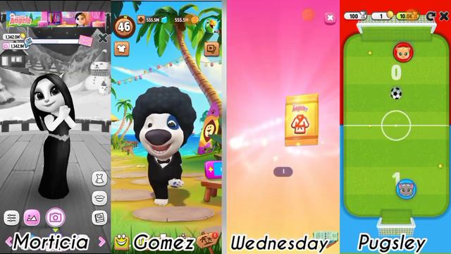 Wednesday And Gomez and Morticia and pugsley Vs My Talking Angela 2 and Tom and Hank Addams family смотреть онлайн