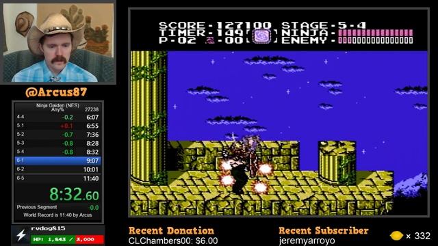 Ninja Gaiden NES speedrun in 11:39.933 смотреть онлайн