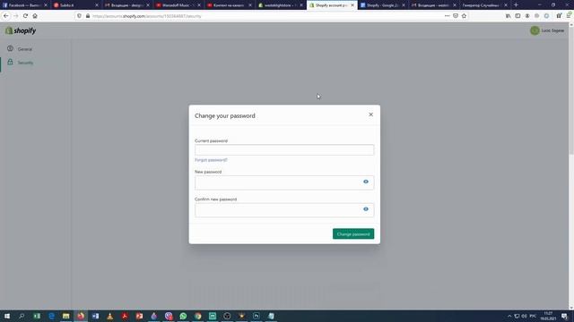 Смена пароля в магазине Shopify. Как создать интернет магазин. смотреть онлайн