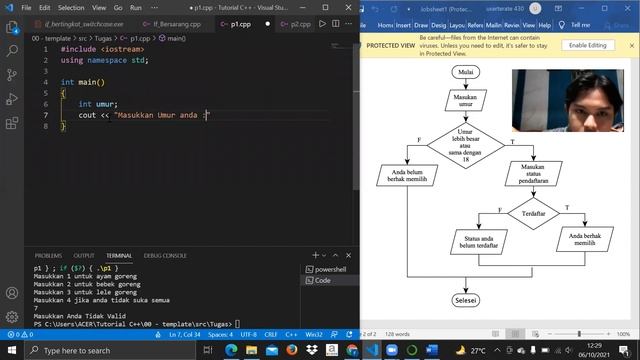 Menerjemahkan Flow chart IF-ELSE ke dalam coding C++ dan Python смотреть онлайн