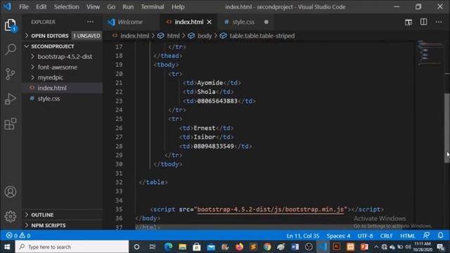 Bootstrap 4 tutorial - How to create tables смотреть онлайн