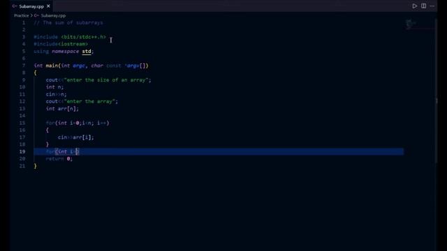 The Sum of subarrays of array in c++ || arrays || cpp programming смотреть онлайн