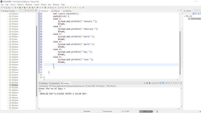 || 38 || Java program to input the month number and print the month's | Basic Switch Programs Java смотреть онлайн