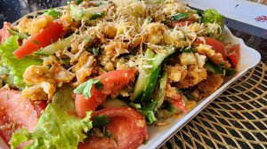 Хоть и без мяса, но такой вкусный! Салат без майонеза из доступные продукты.