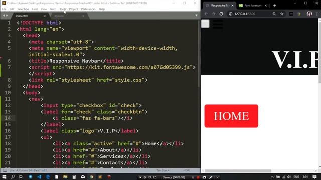 Responsive Navigation Bar Tutorial | HTML CSS |Responsive Menu #responsive смотреть онлайн