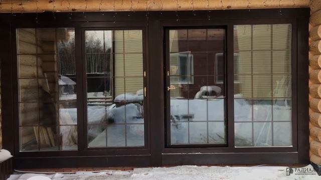 Деревянные раздвижные входные двери (готовый объект) — Радиал смотреть онлайн